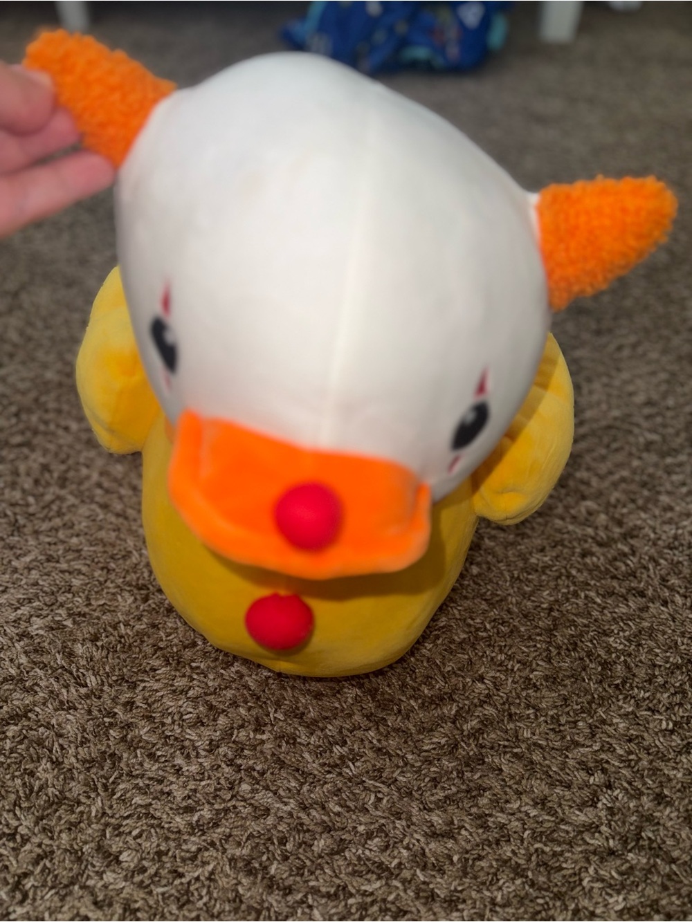 Plush Yellow & White Bird Toy with Bright Orange Beak for kids
